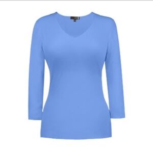 Judy p Jersey 3/4 Sleeve Double Lined Tummy Control Smoothing V Neck Top